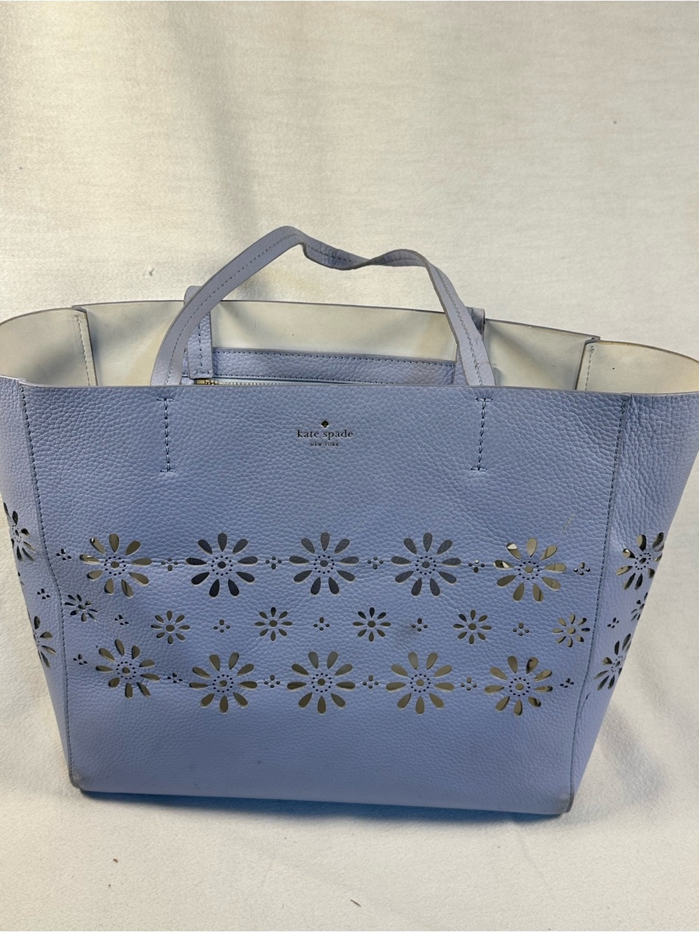 kate spade lavender floral cutout leather tote